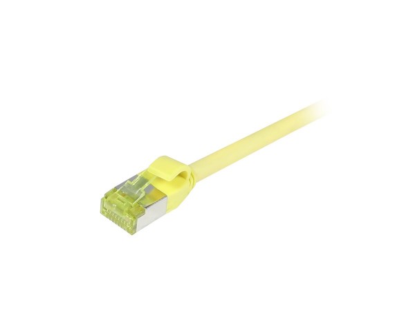Patchkabel RJ45, CAT6A 500Mhz,10m, gelb, S/FTP, slimline rund d=4,5mm, TPE/LSZH(Superflex), AWG28, mit CAT7 Rohkabel, Synergy 21