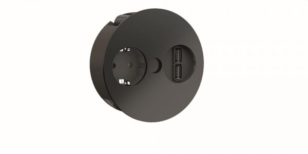 Bachmann TWIST, Steckdose, 1xCEE7/3 1xUSB Charger Strom 2,0m AEH,RAL9005 30GE