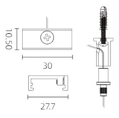 Powergear Mini 1PH und 48V DECKENMONTAGE MIT Seil, weiß, 1,5 meter