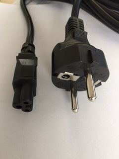 Netzkabel 230V Schutzkontakt CEE7(Stecker)->C5(Buchse), 1,8m, Black, (Kleeblatt,Mickymaus), Bulkware,