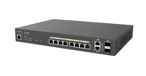 EnGenius Switch full managed Layer2+ 12 Port • 8x 1 GbE • PoE Budget 130W • 8x PoE at • 2x GbE, 2x SFP • 13" • ECS1112FP • EnGenius Cloud