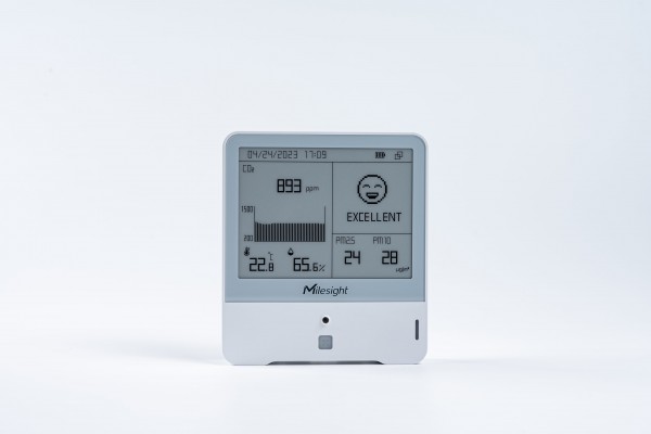 Milesight IoT Indoor Ambience Monitoring Sensor, AM308-868M LoRaWAN / Temp. / Humidity / CO2 / PIR / Light / TVOC / hPA / PM 2.5 / PM10 / E-Ink Display