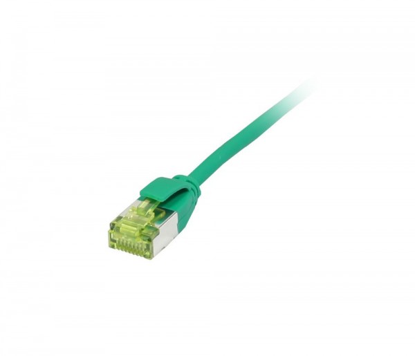 Patchkabel RJ45, CAT6A 500Mhz, 1.5m, grün, U/FTP, slimline rund d=3,8mm, TPE/LSZH(Superflex), AWG32, mit CAT7 Rohkabel, Synergy 21