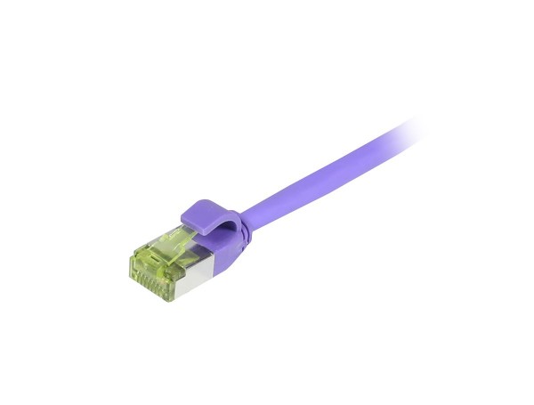 Patchkabel RJ45, CAT6A 500Mhz, 5m, lila, S/FTP, slimline rund d=4,5mm, TPE/LSZH(Superflex), AWG28, mit CAT7 Rohkabel, Synergy 21