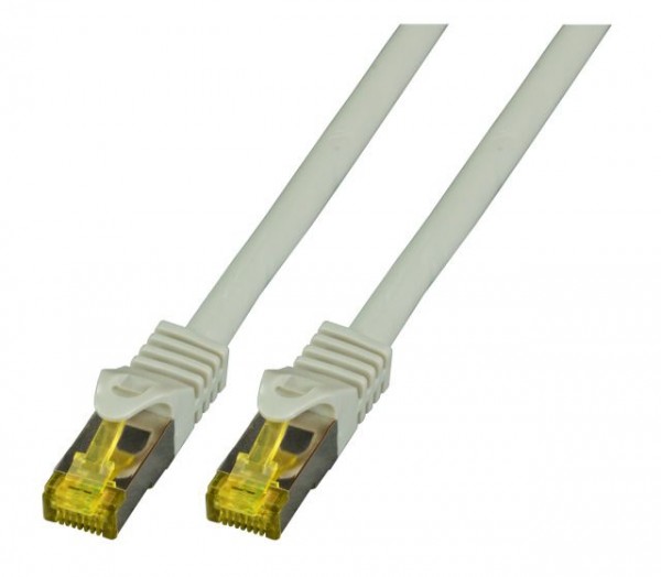 Patchkabel RJ45, CAT6A 500Mhz, 1.5m, grau; S-STP(S/FTP); LSZH, mit Cat.7 Rohkabel,