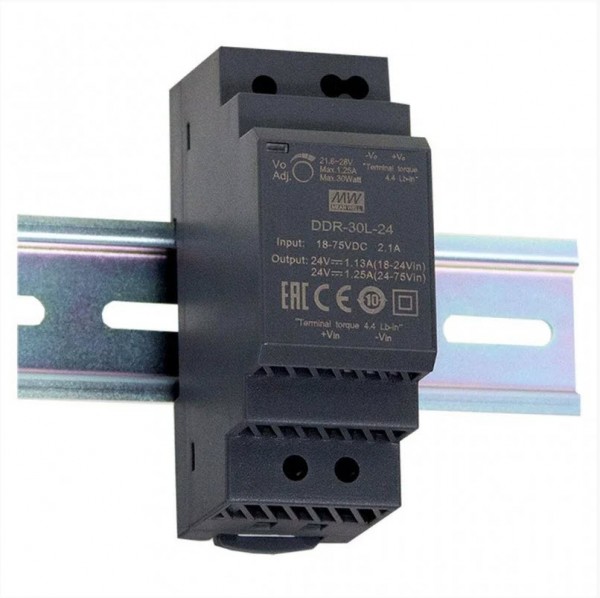 ALLNET Ersatznetzteil/Spannungswandler 24V/1,25A IN: 9~36VDC -> OUT: 24VDC/DC-Wandler MEANWELL Hutschiene