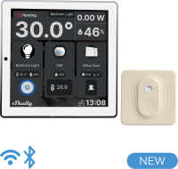 Shelly · Unterputz · "Shelly Wall Display White + BLU H&T Ivory" · Android · WLAN · white Shelly · Unterputz · "Shelly Wall Display White + BLU H&T Ivory" · Android · WLAN · white
