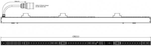 Bachmann PDU, Steckdosen, 24xDosen(C13)+ 6x(C19)+6xLS-> 3ph Zuleitung 3m, 32A, mit Stecker CEE 32A rot, BN7000,