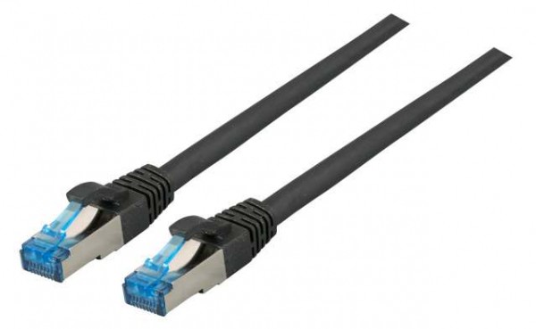 Patchkabel RJ45, CAT6A 500Mhz,10m, schwarz, S-STP(S/FTP),TPE(Superflex), mit Cat.7 Rohkabel,