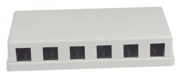 Patch Panel 6xTP, CAT6A, incl.Keystone Slim-line/Komponent getestet, Aufputz ABS, Weiss, Synergy 21,