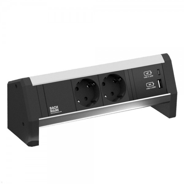 Bachmann Desk2 Steckdosenleiste, 2xDosen(CEE7), 1xUSB A&amp;C Charger 22W, GST18