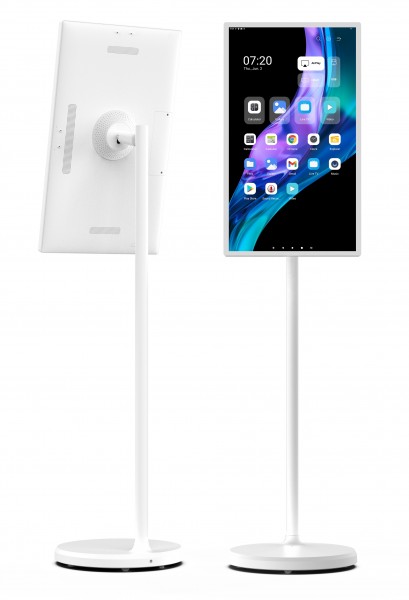 ALLNET High Performance Display 24 pouces avec pied, support et plaque de base avec batterie et fonction de chargement Couleur blanche