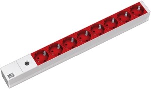 ALLNET 19"zbh. Steckdosenleiste, 8xDosen(CEE7)->Kaltgeräte(Stecker,C14), mit Feinsicherung 10A, Bachmann,