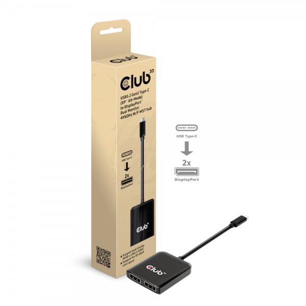 Club 3D Multi Stream Transport Hub USB 3.2 Typ C =&gt; DisplayPort 1.2 Dual Monitor 4K60Hz