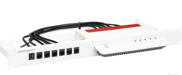 Rackmount.IT, Rack Mount Kit for AVM FRITZ!Box 5530/6850 5G/6850 LTE/7530/7530 AX, UTP(ungeschirmte) Kupplung/Patchkabel, 1HE/19&quot;,