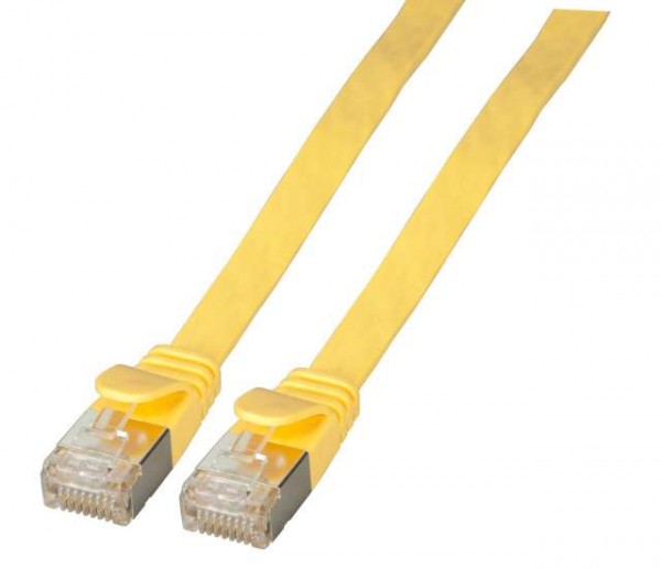 Patchkabel RJ45, CAT6A 500Mhz, 5m, gelb, U/FTP,flach,