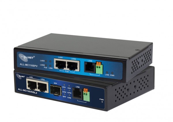 ALLNET VDSL2 point-to-point bundle via 2-wire unmanaged &quot;ALL-MC116VDSL2+ALL-MC116SPV&quot; Master &amp; Slave PoE (Bundle)