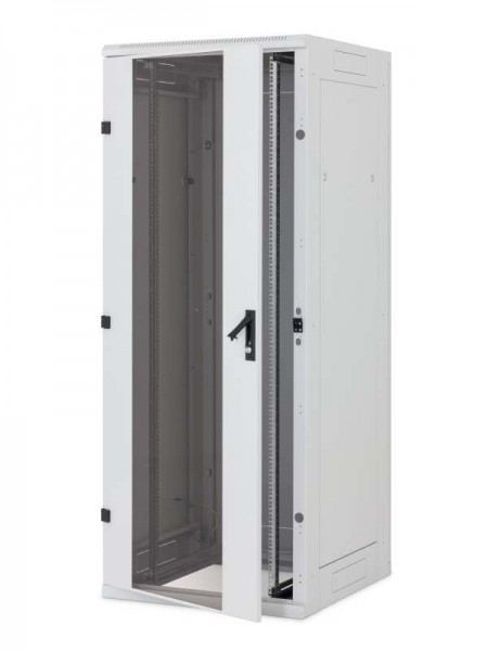 Triton 19&quot;Schrank 22HE, B600/T 600, Lichtgrau,Glastür, RYA-Serie, zerlegbar, für Belastung 1200 kg,