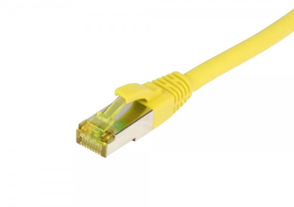 Patchkabel RJ45, CAT6A 500Mhz, 10m, gelb, S-STP(S/FTP), TPE/LSZH(Ultraflex), AWG26, mit CAT7 Rohkabel, Synergy 21