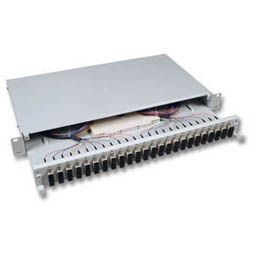LWL-Patchpanel Spleisbox,19&quot;, 24xSC-Duplex, 50/125um OM5, ausziehbar