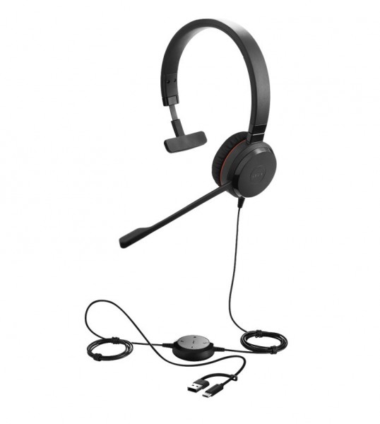 Jabra Evolve 30 II Mono UC, USB C/A Adapter, 3,5mm Klinke