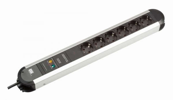 Bachmann Tischsteckdose, 6xDosen(CEE7)-&gt;Stecker(CEE7), ÜSS/NF, 2m, PRIMO,