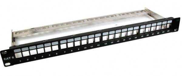 Keystone, Modulträger, 19&quot;Patchpanel für 24xTP-Modul;1HE, Lichtgrau