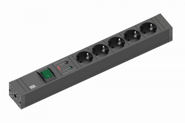 Bachmann Tischsteckdose, 5xDosen(CEE7)-&gt;Stecker(CEE7), ÜSS, 2m, Schalter, schwarz, CONNECT LINE
