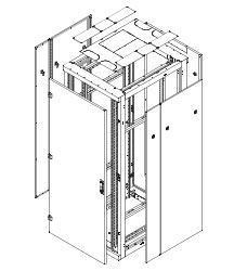 Triton 19"Schrank Flat-Pack, Front/Rückrahmen B800mm, 47HE, Rahmen mit Tür(1-teilig Perforiert), lichtgrau,