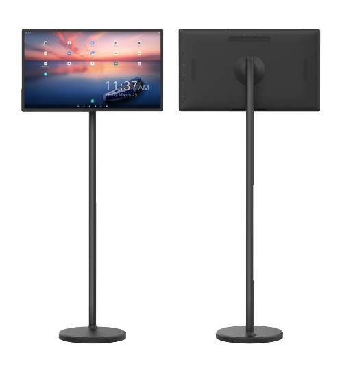 ALLNET High Performance Display 24 pouces avec pied, support et plaque de base avec batterie et fonction de chargement Couleur blanche