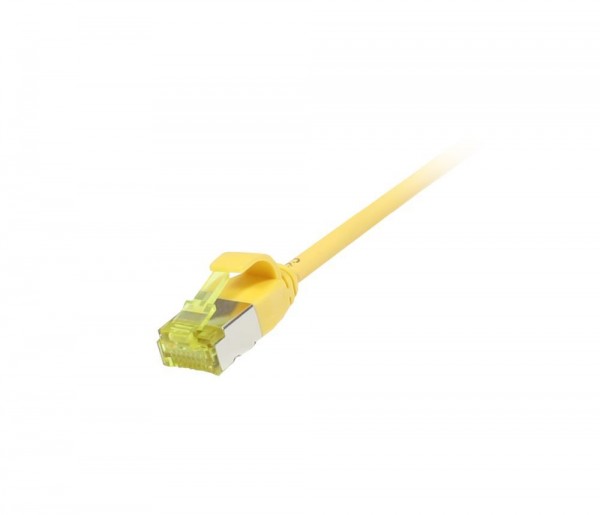 Patchkabel RJ45, CAT6A 500Mhz, 1.5m, gelb, U/FTP, slimline rund d=3,8mm, TPE/LSZH(Superflex), AWG32, mit CAT7 Rohkabel, Synergy 21