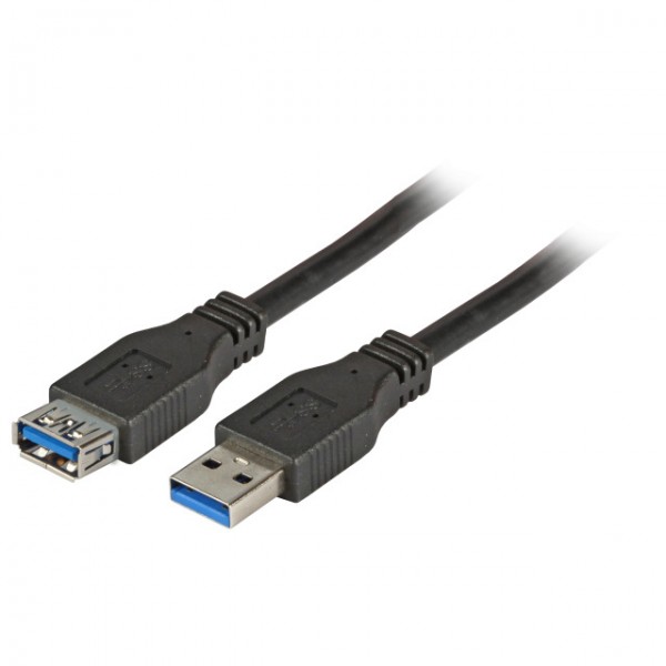 Kabel USB, A(St) => A(Bu), 1.8m, USB3.0, Verlängerung, schwarz, Premium