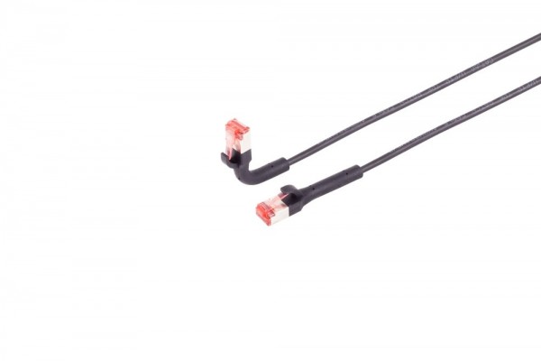 Patchkabel RJ45, CAT6A 500Mhz,10m, schwarz, U-STP(U/FTP), TPE, biegbare Stecker 90Grade