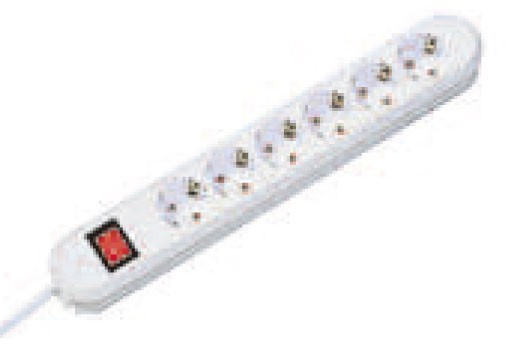 Bachmann Tischsteckdose, 6xDosen(CEE7)->Stecker(CEE7), 5m, mit Schalter, Schwarz