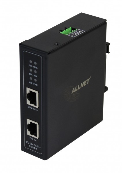 ALLNET PoE Injector Industrial Gigabit / PoE BT (15.4W/30W/90W) / DIN / metal housing / &quot;ALL-PI2014-I-BT90&quot;