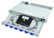 Telegärtner LWL, Patchpanel Rangierverteiler,19",24xLC-Duplex, PROFI V 1HE, 48x Pigtail OM2,