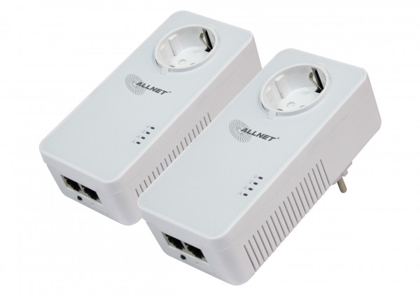 ALLNET Powerline 1200Mbit Bundle 2pcs Bridge RJ45 HomePlugV2 &quot;SmartLink&quot; Passtrough ALL1681205v2