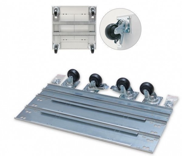 Triton 19"Schrank,zbh. Rollensatz(Räder), Rollensatz mit Verstärkungsrahmen für Verteiler 800x1000, Tragkraft 450 kg incl. Schrankgewicht