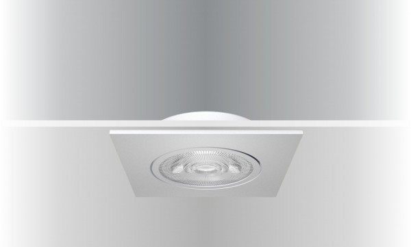 Synergy 21 LED recessed ceiling spot Helios silver, square+tilting, neutral white