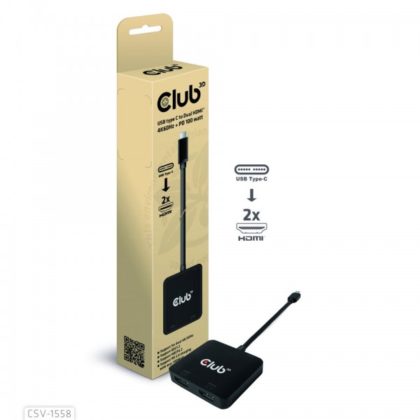 Adapter USB-C =&gt; 2x HDMI *Club3D*