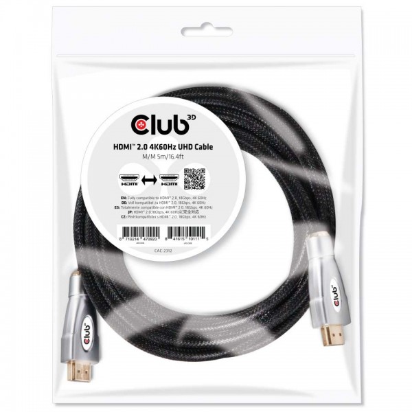 Kabel Video HDMI ST/ST 5,0m *Club3D* 4K60Hz Premium