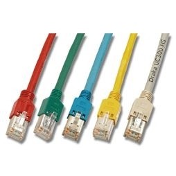 Patchkabel RJ45, CAT5e 100Mhz, 1.5m gelb; mit Draka SF/UTP+TM11,