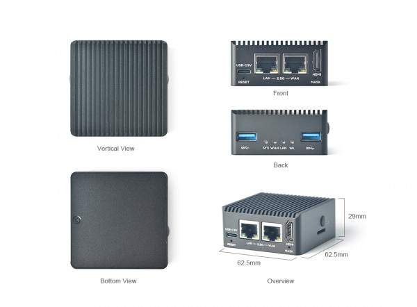 FriendlyELEC NanoPI R5C Dual-2.5G ETH 4G RAM / 32GB Combo with Case, with Wifi