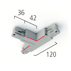 Synergy 21 by EUTRAC 3~T-CONNECTORS,SL INSIDE LEFT, silver, surface-mounted