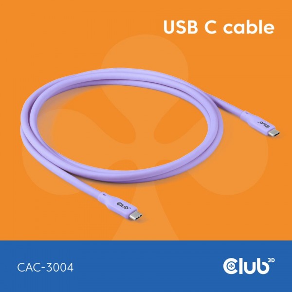 Kabel USB 4.0 C (St) =&gt; C (St) 2,0m *Club3D* - LIFESTYLE *lila*