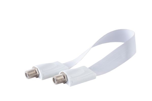 Kabel SAT, F(Bu)-&gt;F(Bu), 0,25m, weiss, Fensterduchtführung, extra dünn,
