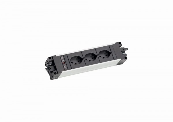 Bachmann STEP ALU, Steckdose, 3xDosen(CH 90°)-&gt;2x(GST18i3), inkl. Thermosicherung 10A, *nur für die Schweiz*