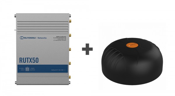 Teltonika · RUTX 50 5G Router & Poynting · A-MIMO-0004-V1-17 · Multifunktionsantenne BUNDLE