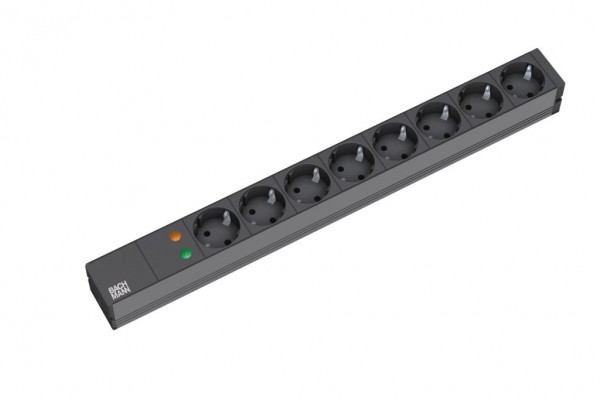 ALLNET 19&quot;zbh. Steckdosenleiste, 8xDosen(CEE7)-&gt;Stecker(CEE7), ÜS, Bachmann, Schwarz,