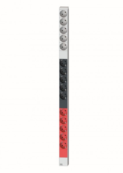 Bachmann PDU, Steckdosen, 15xDosen(CEE7/3)-&gt; 3ph Zuleitung 3m, mit Stecker CEE 16A Rot,